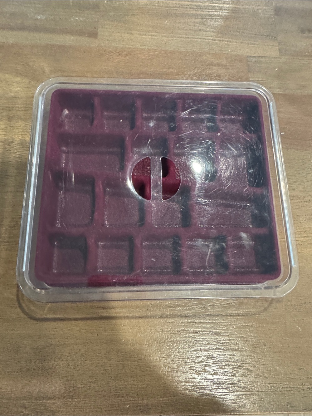 Clear Plastic Jewelry/Bead Organizer with Burgundy Velvet Insert